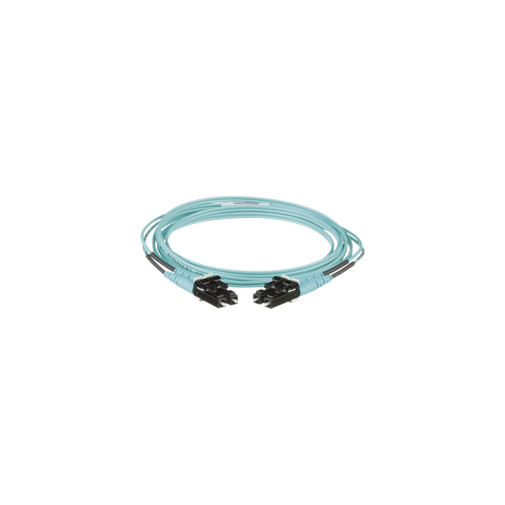 Jumper de Fibra Optica Multimodo 50/125 OM3, LC-LC Duplex, OFNR (Riser), Color Aqua, 2 Metros (6.56 Pies)