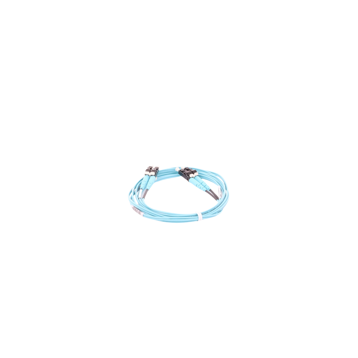 Jumper de Fibra Optica Multimodo 50/125 OM3, LC-LC Duplex, OFNR (Riser), Color Aqua, 2 Metros (6.56 Pies)