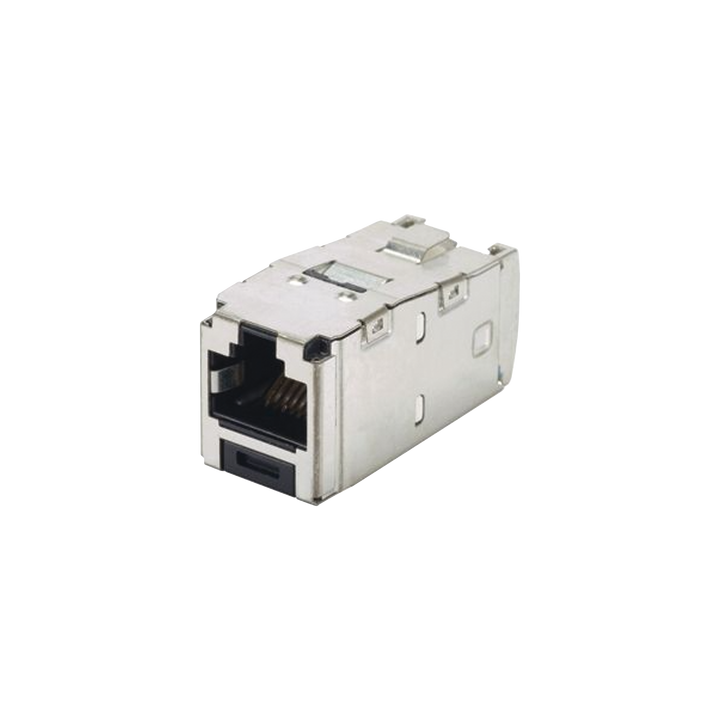 Conector Jack RJ45 Blindado, Estilo TG, Mini-Com, Categoría 6A, de 8 Posiciones y 8 Cables, Color Negro