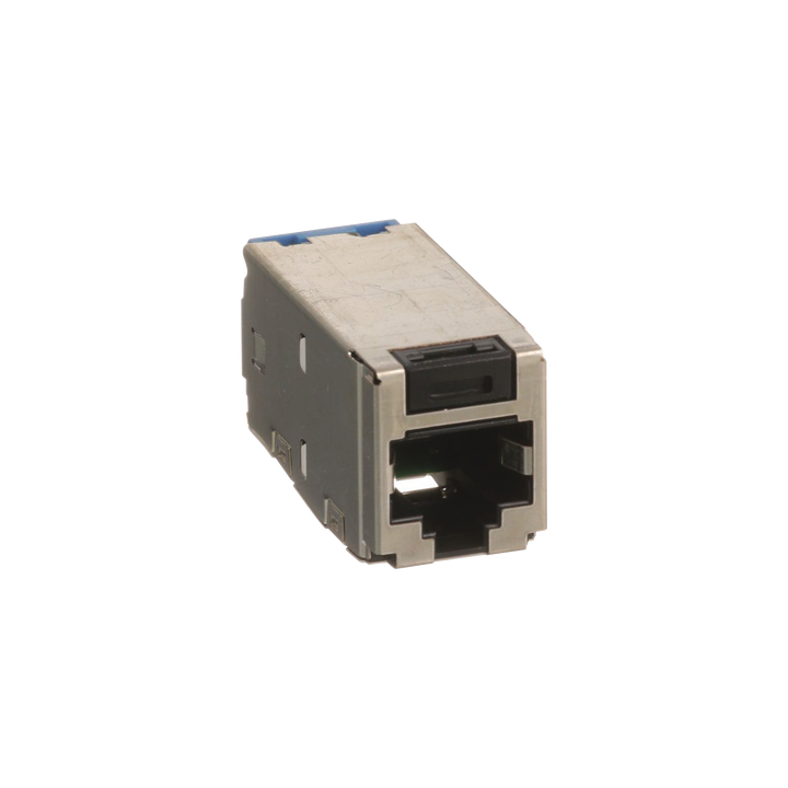 Conector Jack RJ45 Blindado, Estilo TG, Mini-Com, Categoría 6A, de 8 Posiciones y 8 Cables, Color Negro