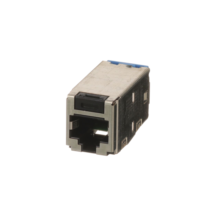 Conector Jack RJ45 Blindado, Estilo TG, Mini-Com, Categoría 6A, de 8 Posiciones y 8 Cables, Color Negro