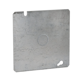 Tapa Cuadrada Plana de  Acero Galvanizado con Entrada de 1/2"  para Caja de 4 11/16".