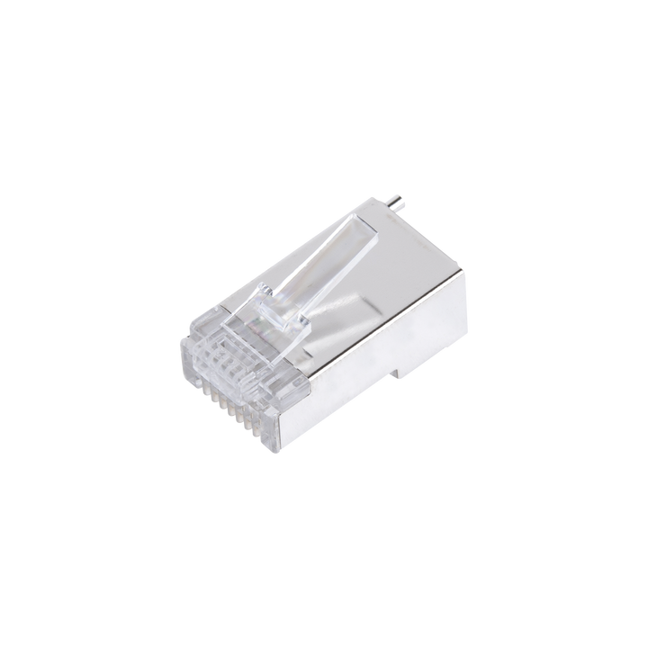 Bote con 100 Piezas de Plug Modular RJ45 Cat5e Blindado, Chapado de Oro a 30 Micras para Durabilidad Extrema con Pin de