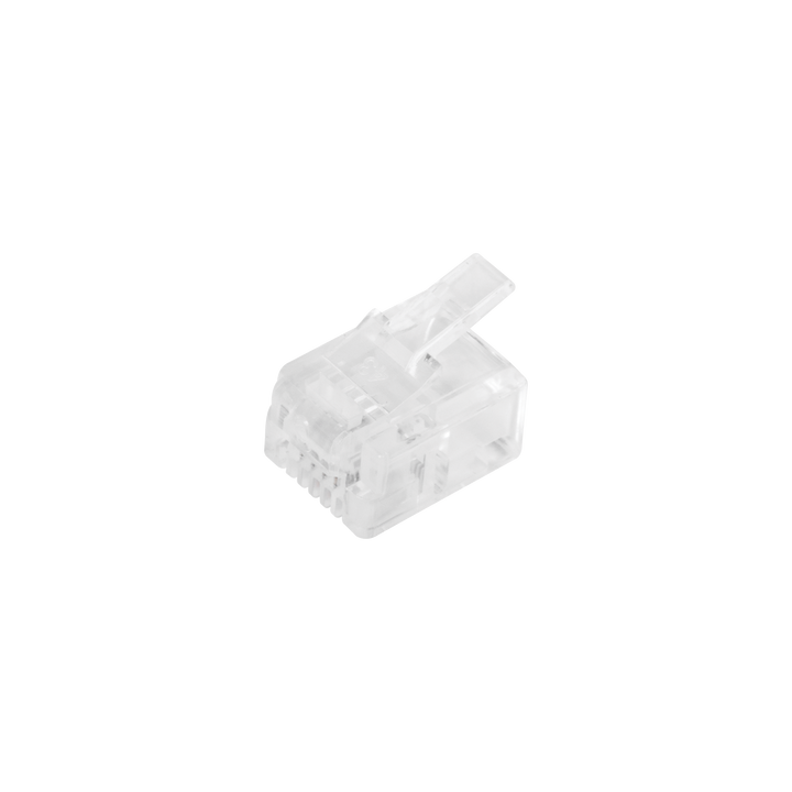 Bote con 100 Piezas de Plug Modular Tipo RJ11 de 4 Contactos Chapado de Oro a 50 Micras