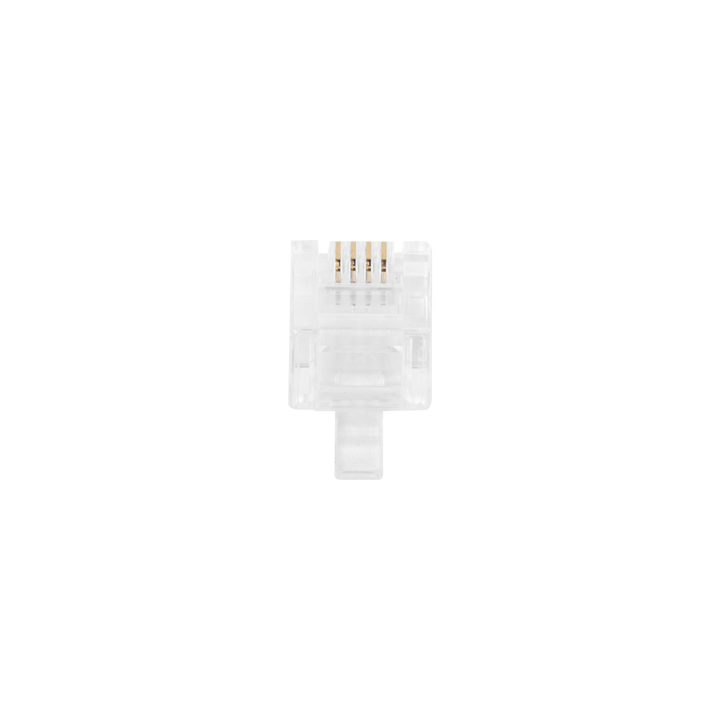 Bote con 100 Piezas de Plug Modular Tipo RJ11 de 4 Contactos Chapado de Oro a 50 Micras
