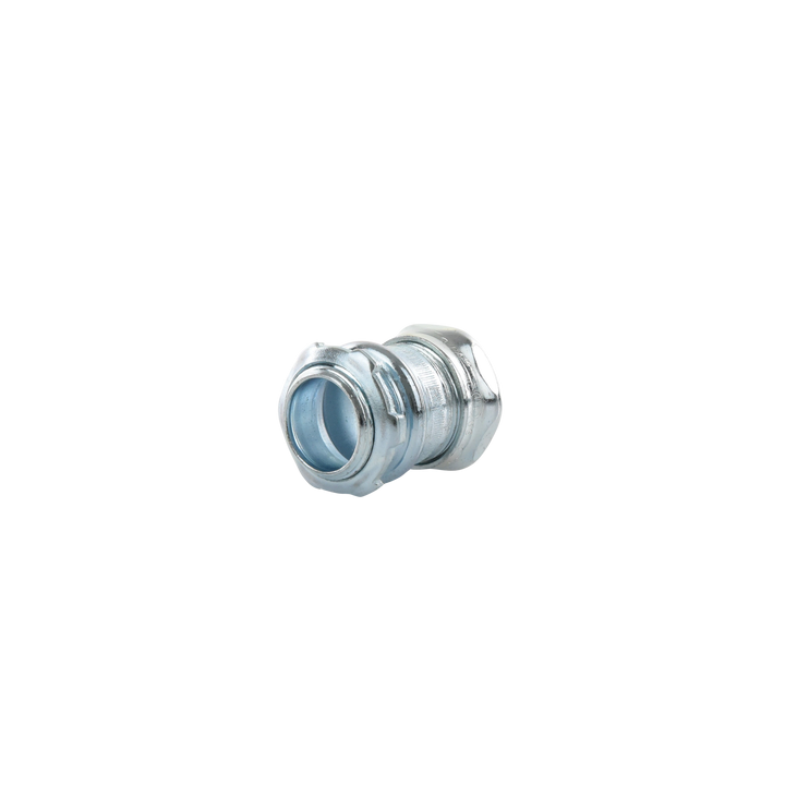 Conector Recto Compresión de Acero Galvanizado para Pared Delgada de 3/4" .