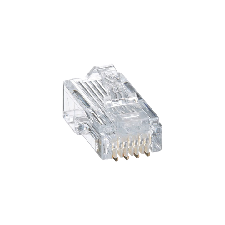 Plug RJ45 Cat5e, Para Cable UTP de Calibres 24-26 AWG, Chapado en Oro de 50 Micras, Paquete de 50 Piezas