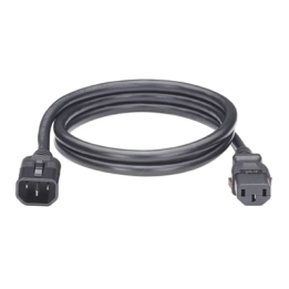 Cable de Alimentación Eléctrica Con Bloqueo de Seguridad, de IEC C14 a IEC C13, 1.2 Metros de Largo, Color Negro, 1