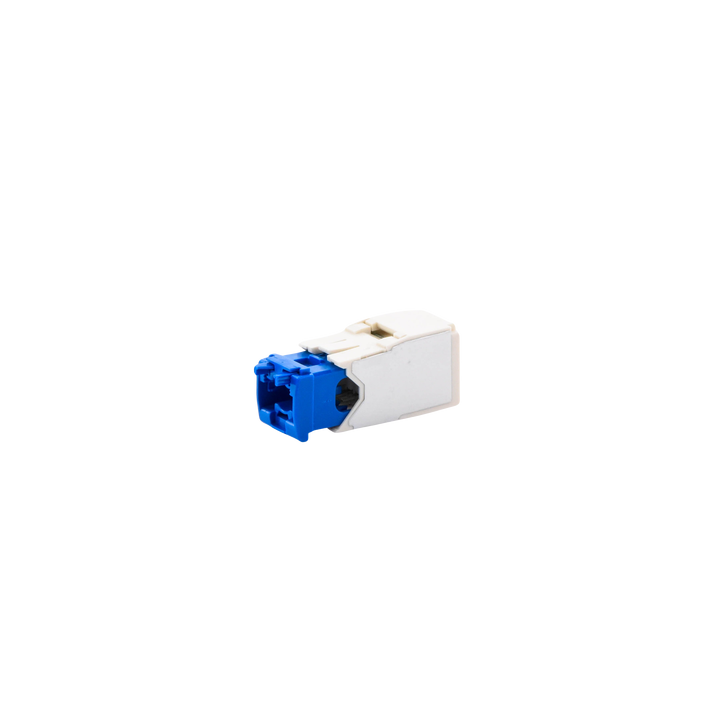 Conector Jack RJ45 Estilo TG, Mini-Com, Categoría 6A, de 8 Posiciones y 8 Cables, Color Blanco Mate