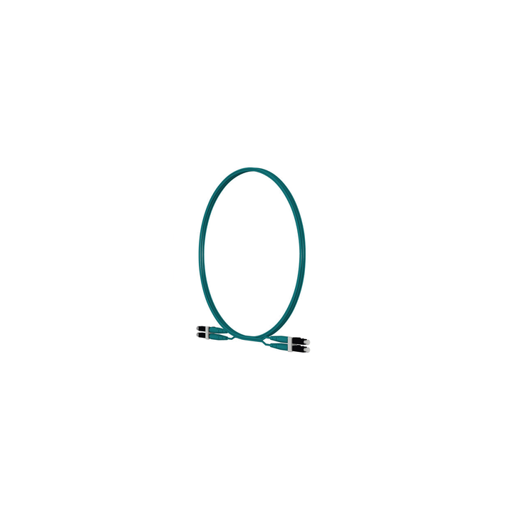 Jumper de Fibra Optica Multimodo 50/125 OM4, LC-LC Duplex, LSZH, Color Aqua, 2 Metros (6.56 Pies)