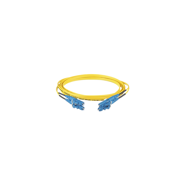 Jumper de Fibra Optica Monomodo 9/125 OS2, LC-LC Duplex, OFNR (Riser), Color Amarillo, 1 Metro (3.28 Pies)