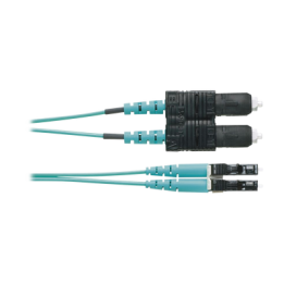 Jumper de Fibra Optica Multimodo 50/125 OM4, LC-SC Duplex, OFNR (Riser), Color Aqua, 1 Metro (3.28 Pies)