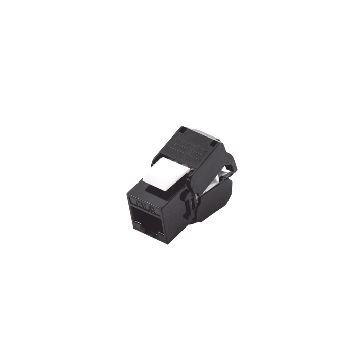 Módulo Jack Keystone Cat5e (Toolless), con Terminación en Ángulo 180 - Color Negro, Compatible con Faceplate y