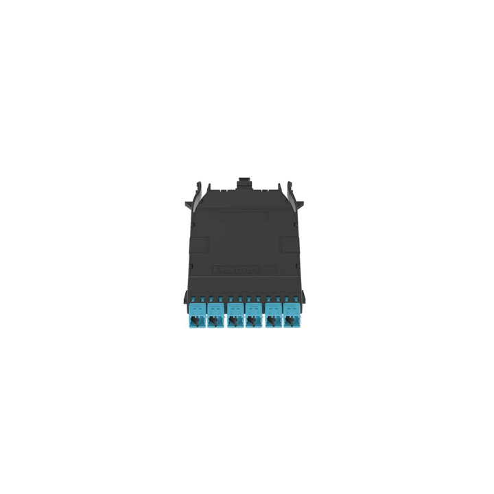 Cassette HD Flex Para 12 Fibras Multimodo OM4, de MPO a 6 Conectores LC Duplex, Color Aqua
