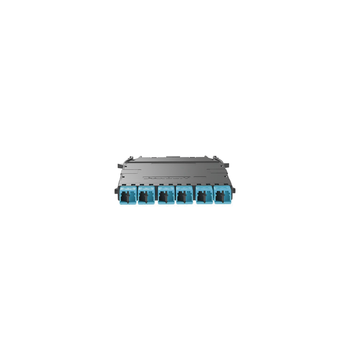 Cassette HD Flex Para 12 Fibras Multimodo OM4, de MPO a 6 Conectores LC Duplex, Color Aqua