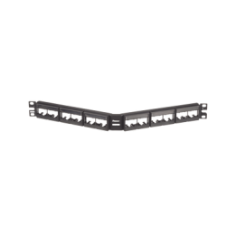 Panel de Parcheo Modular Mini-Com (Sin Conectores), Angulado, Sin Blindaje, Con Etiqueta y Cubierta, de 24 Puertos, 1UR