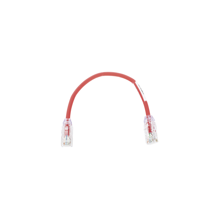 Cable de Parcheo UTP, Cat6A, Diámetro Reducido (28 AWG), CM/LSZH, Color Rojo, 20.3 cm (8 Pulgadas)