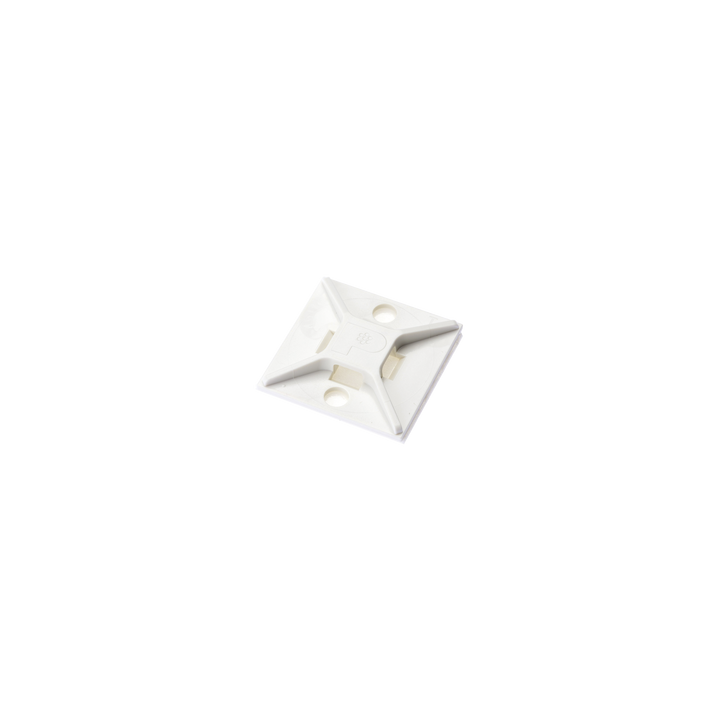 Montaje-Sujetador Para Cable de 4 Vías, con Adhesivo, 25.4 x 25.4mm (1in x 1in), Color Blanco, Uso en Interior, 1 pieza