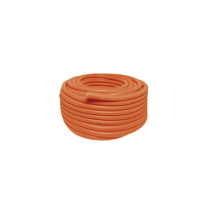 Manguera Poliducto Corrugado Flexible Naranja Reforzado de 1/2" x 100 m Para Instalaciones Eléctricas  /Polietileno
