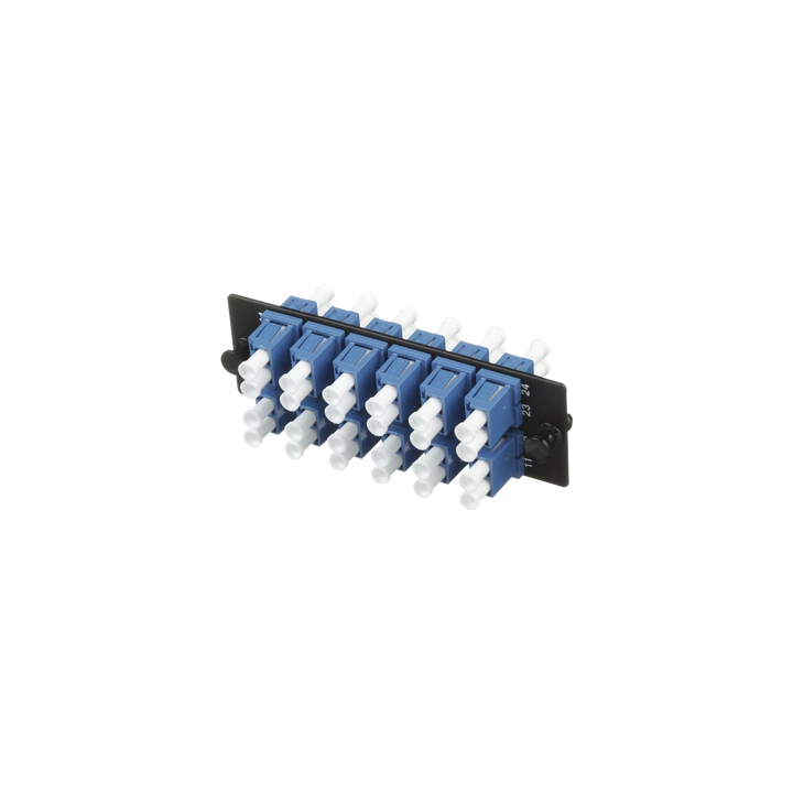 Placa Acopladora de Fibra Optica FAP, Con 12 Conectores LC Duplex (24 Fibras), Para Fibra Monomodo OS1/OS2, Color Azul