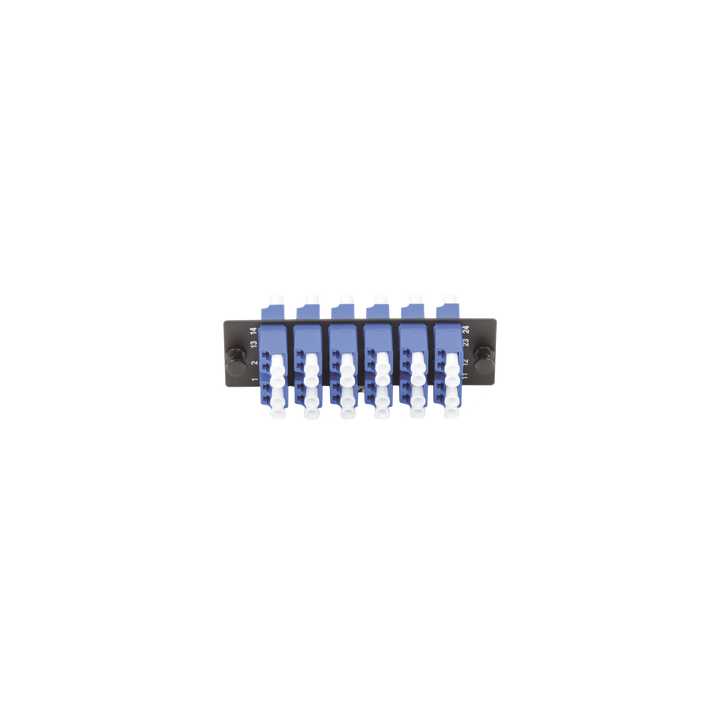 Placa Acopladora de Fibra Optica FAP, Con 12 Conectores LC Duplex (24 Fibras), Para Fibra Monomodo OS1/OS2, Color Azul