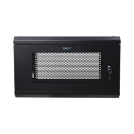 Gabinete de Pared de 6U con Puerta Perforada, 455 mm de Profundidad Total, Rack de 19'', Acero Reforzado Color Negro