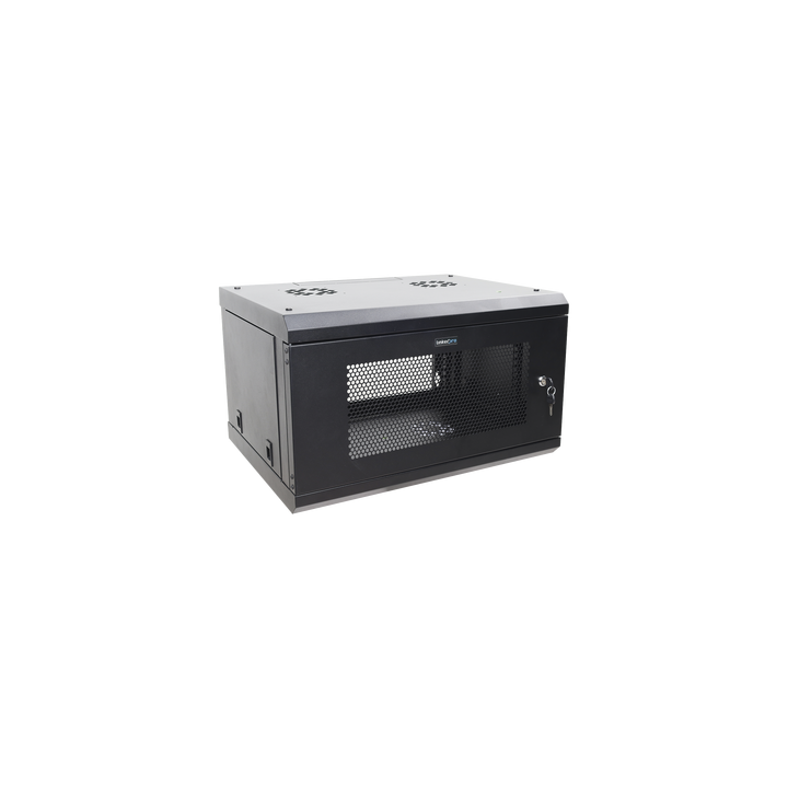 Gabinete de Pared de 6U con Puerta Perforada, 455 mm de Profundidad Total, Rack de 19'', Acero Reforzado Color Negro