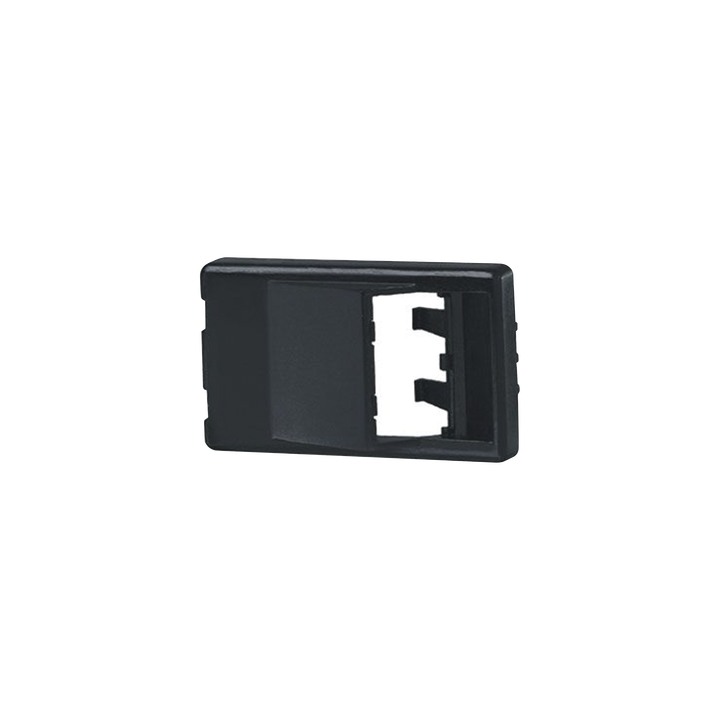 Placa de Mobiliario Modular Estándar, Salidas Para 2 Puertos Mini-Com Angulados, Color Negro