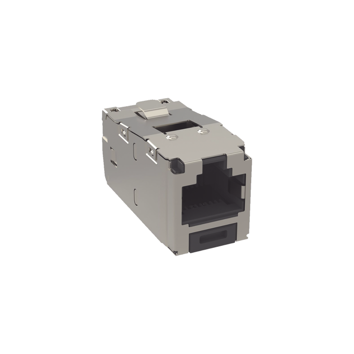 Conector Jack RJ45 Blindado, Estilo TG, Mini-Com, Categoría 6, de 8 Posiciones y 8 Cables, Color Negro