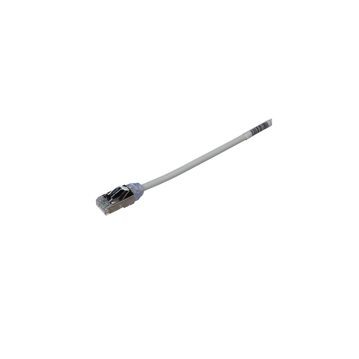 Patch Cord Cat6A, Diametro Reducido 28 AWG, Blindado S/FTP, CM/LS0H, 20 cm (7.87 Pulgadas), Color Gris