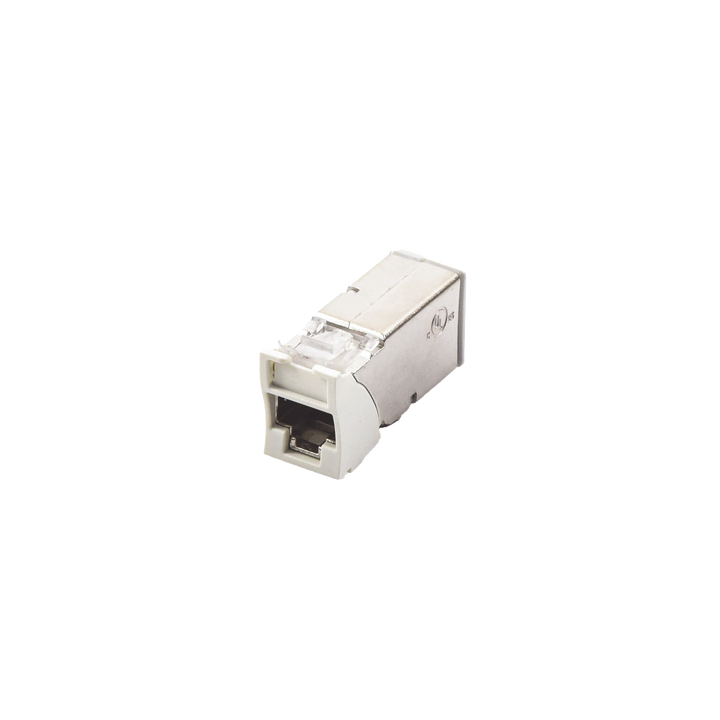 Jack Z-Max Cat6A, Blindado, Montaje Híbrido en Placa de Pared (Plano y Angulado), Color Blanco, Versión Bulk (Sin