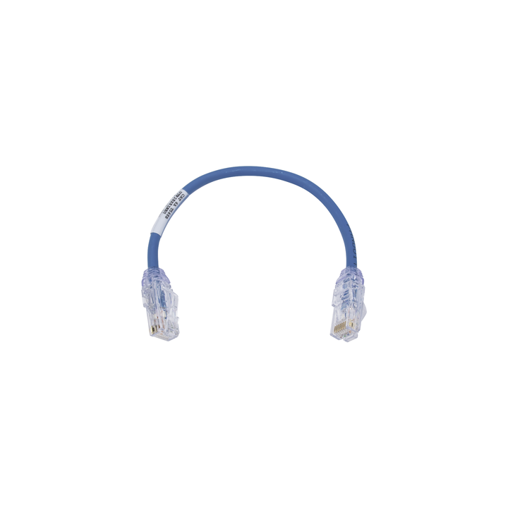 Cable de Parcheo UTP Cat6A, CM/LSZH, Diámetro Reducido (28AWG), Color Azul, 0.3 Metros (1 Pie)