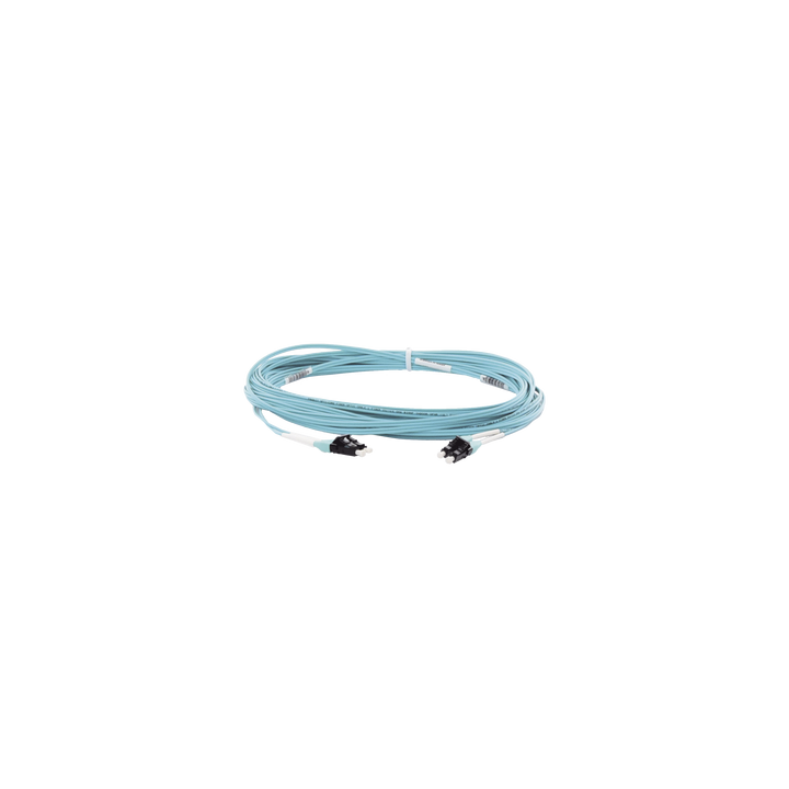 Jumper de Fibra Optica Multimodo 50/125 OM4, LC-LC Duplex, OFNR (Riser), Color Aqua, 10 Metros (32.81 Pies)