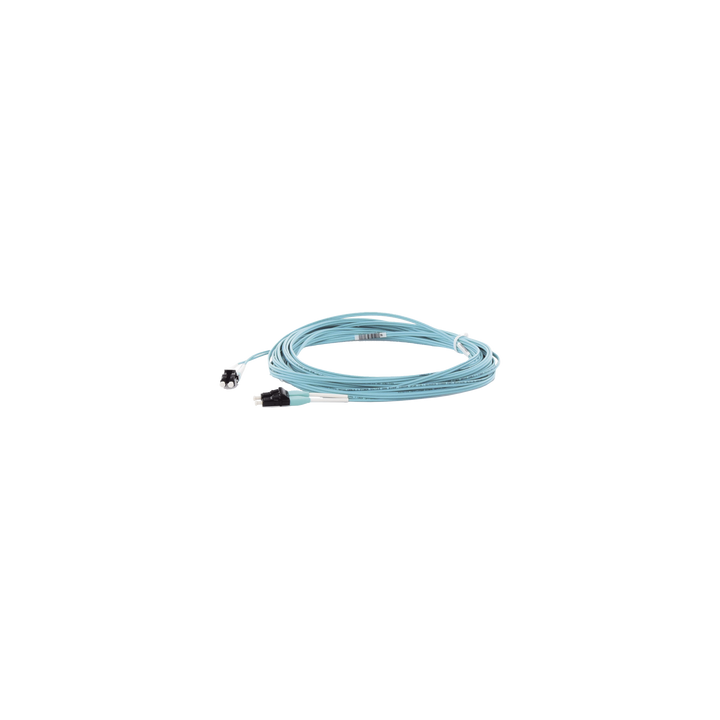 Jumper de Fibra Optica Multimodo 50/125 OM4, LC-LC Duplex, OFNR (Riser), Color Aqua, 10 Metros (32.81 Pies)