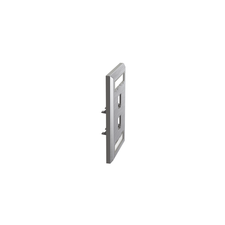 Placa de Pared Vertical, de Acero Inoxidable, Salida Para 2 Puertos Mini-Com, Con Espacios Para Etiquetas