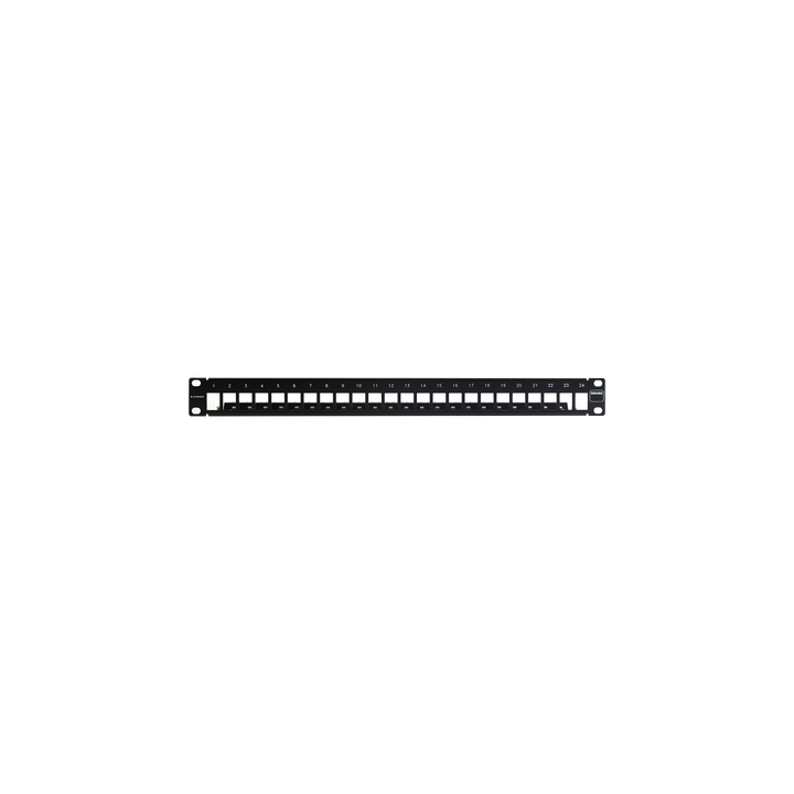 Patch Panel TERA-MAX Blindado de 24 Puertos, Modular (Vacío), Plano, Color Negro, 1UR