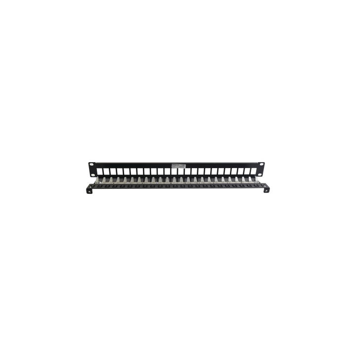 Patch Panel TERA-MAX Blindado de 24 Puertos, Modular (Vacío), Plano, Color Negro, 1UR