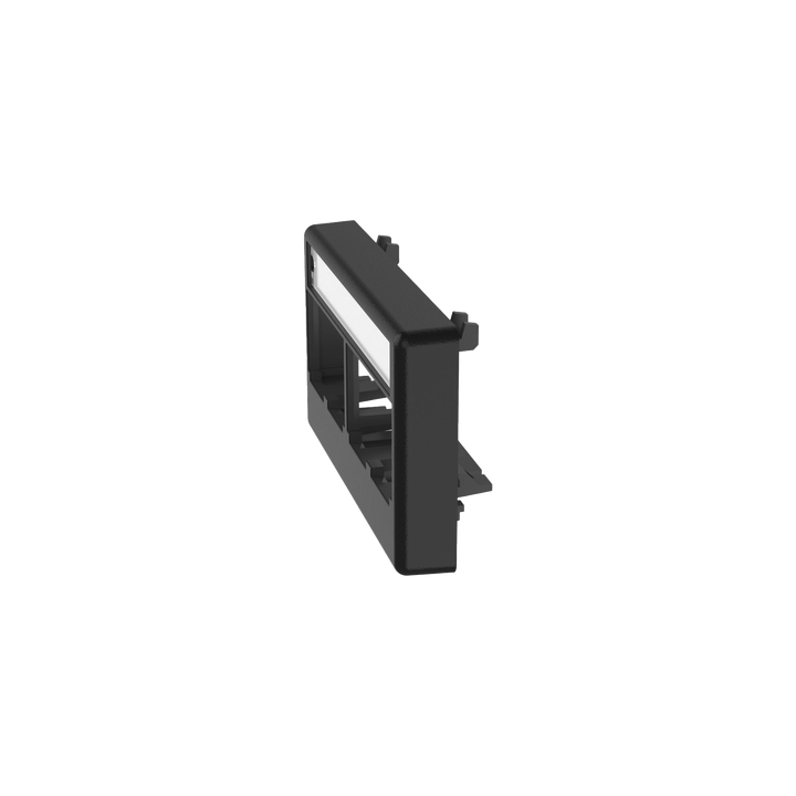 Placa de Mobiliario Modular Estándar, Salidas Para 4 Puertos Mini-Com, Con Espacio Para Etiquetas, Color Negro