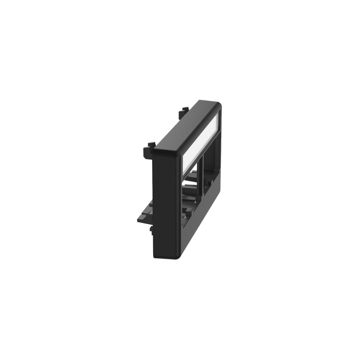 Placa de Mobiliario Modular Estándar, Salidas Para 4 Puertos Mini-Com, Con Espacio Para Etiquetas, Color Negro