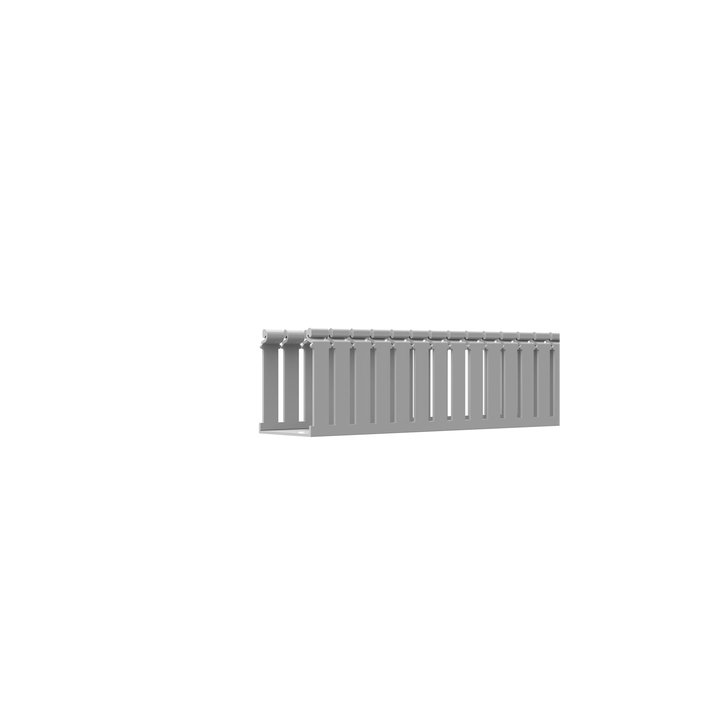 Canaleta Ranurada de PVC con Tapa, Tipo F, 108 mm de Ancho, 104.1 mm de Alto y 2 m de Largo, Color Gris