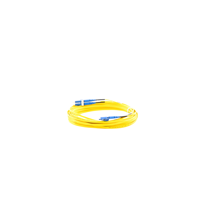 Jumper de Fibra Optica Monomodo 9/125 OS2, LC-LC Duplex, OFNR (Riser), Color Amarillo, 10 Metros (32.81 Pies)
