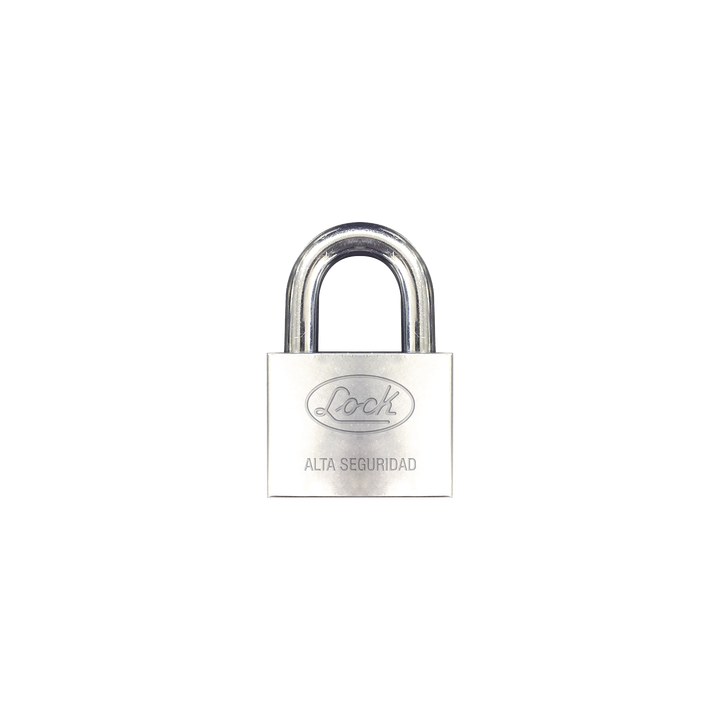 Candado de hierro alta seguridad con llave de disco/ Acabado Cromado/ Llaves Abloy/ Medida de Horquilla 50 mm.