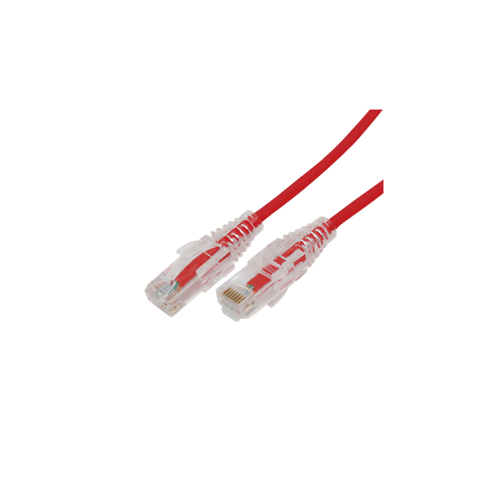 Cable de Parcheo Slim UTP Cat6A - 5 Metros (16.40 Pies) Rojo, Diámetro Reducido (28 AWG)