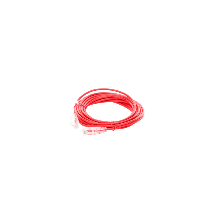 Cable de Parcheo Slim UTP Cat6A - 5 Metros (16.40 Pies) Rojo, Diámetro Reducido (28 AWG)
