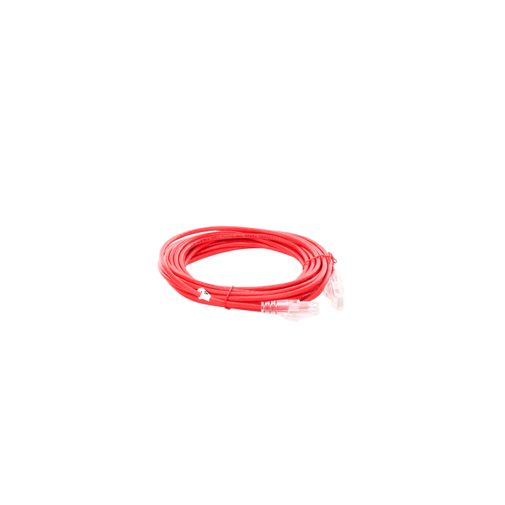 Cable de Parcheo Slim UTP Cat6A - 5 Metros (16.40 Pies) Rojo, Diámetro Reducido (28 AWG)