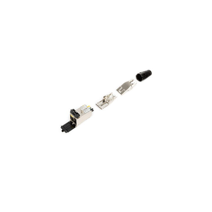 Jack Tera Categoría 7A, con Puerta Protectora, para Aplicaciones de Servicios Compartidos, Color Negro