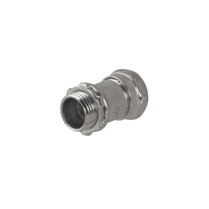 Conector Recto Compresión de Acero Galvanizado para Pared Delgada de 1/2" .