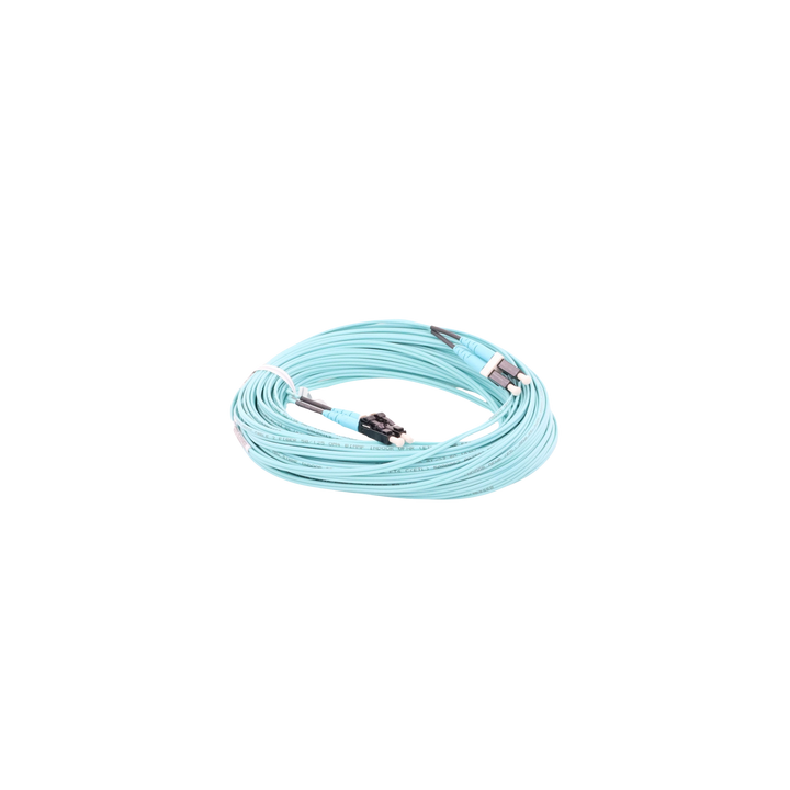 Jumper de Fibra Optica Multimodo 50/125 OM4, LC-LC Duplex, OFNR (Riser), Color Aqua, 20 Metros (65.62 Pies)