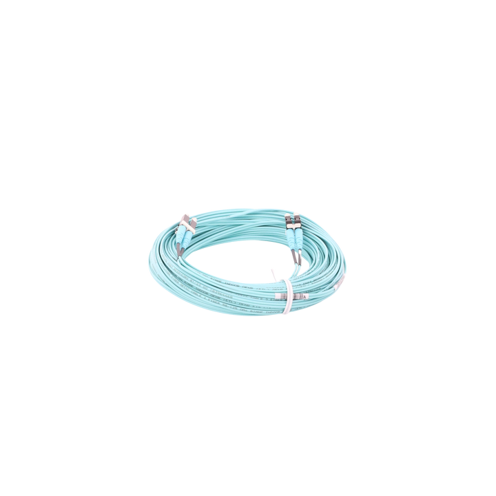 Jumper de Fibra Optica Multimodo 50/125 OM4, LC-LC Duplex, OFNR (Riser), Color Aqua, 20 Metros (65.62 Pies)