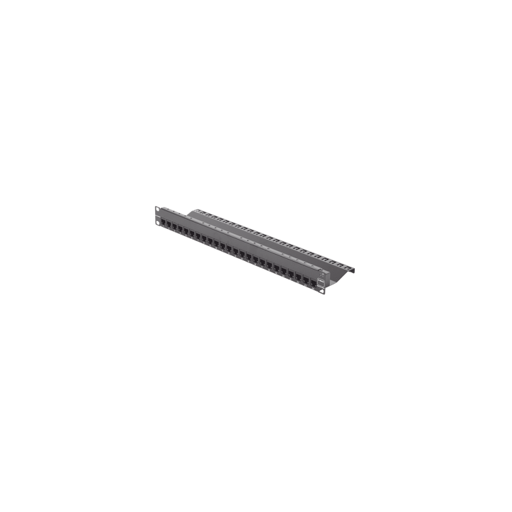 Patch Panel Z-Max de 24 Puertos, Blindado, Precargado con Jacks Categoría 6A, Plano, 1UR